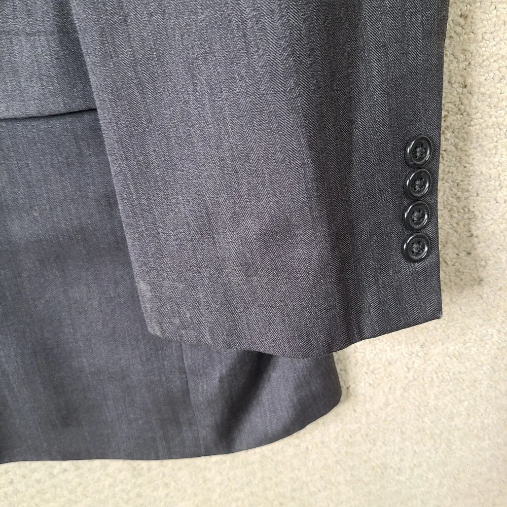 Jos A Bank Jacket Mens 46XL Gray Herringbone Blazer Two Button Wool Suit Coat‎